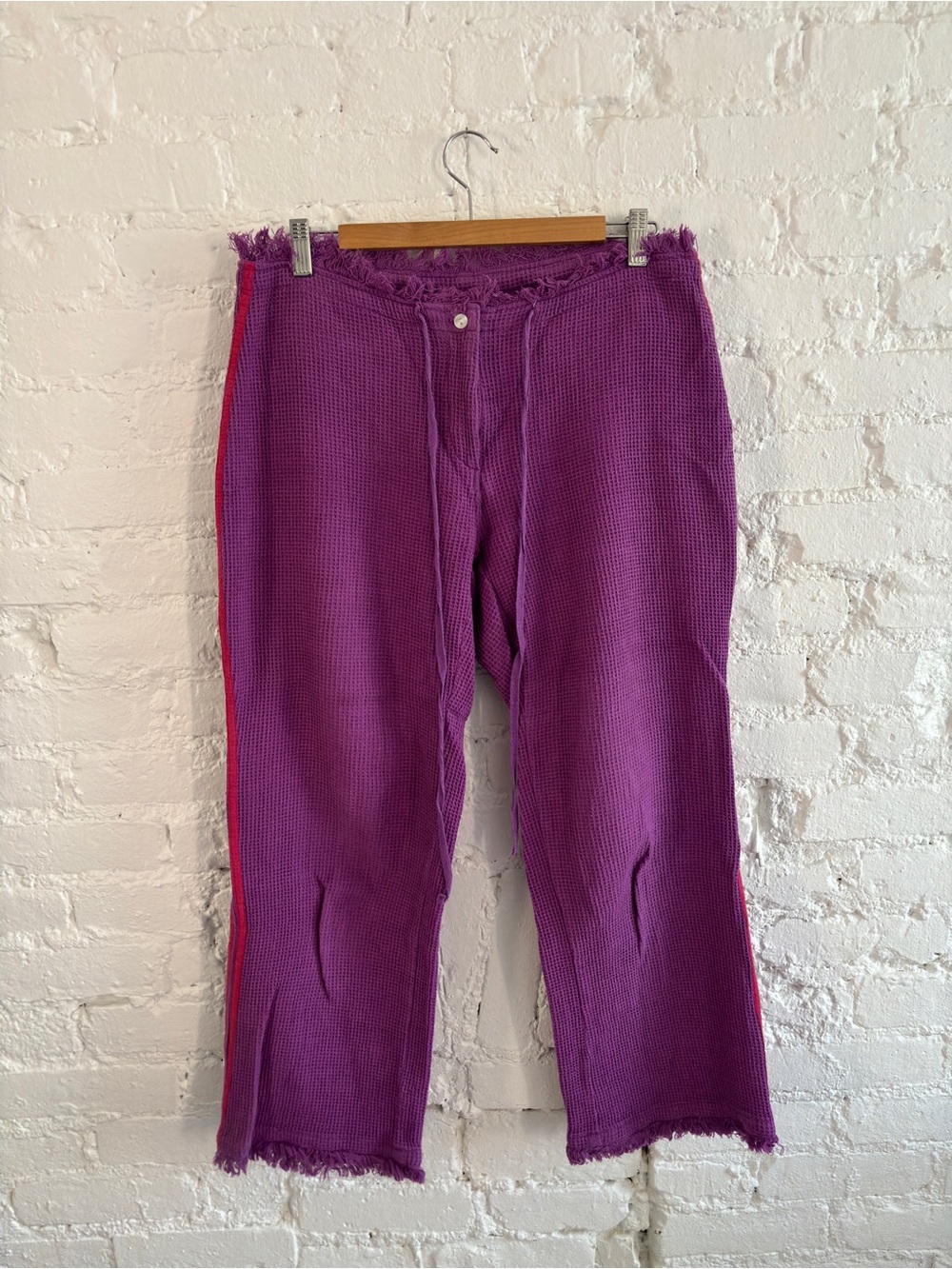 Gimaguas Purple Comporta Knit Lounge Pants with Red Side Stripe